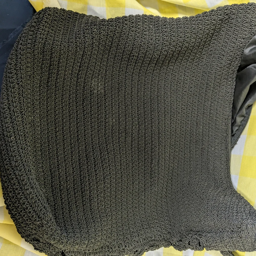 Vintage Capelli Straw World Black Crochet Knit Hobo Bag - The Sak Style